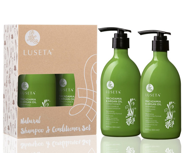 Luseta Macadamia  Argan Oil Shampoo  Conditioner Set Rejuvenating  Moisturizing Hair 2 x 16.9 Oz New Package