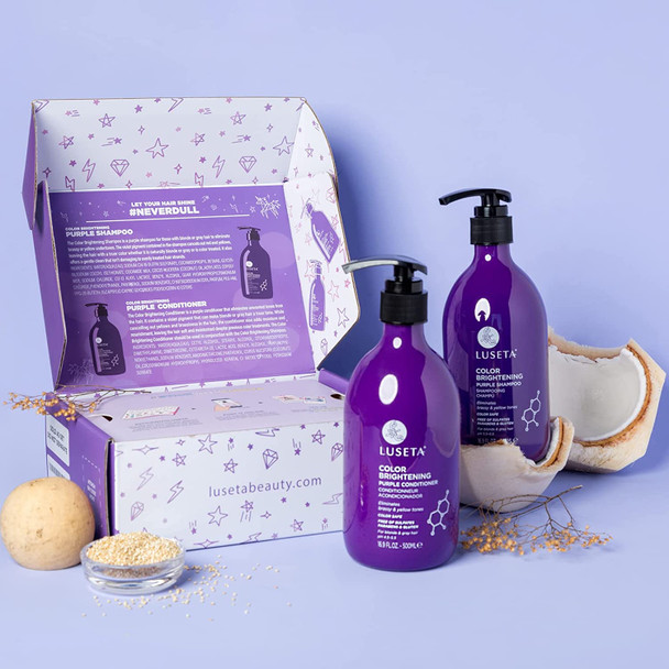 Luseta Purple Shampoo  Conditioner Set 16.9 oz each and Purple Hair Mask 16.9 oz Bundle