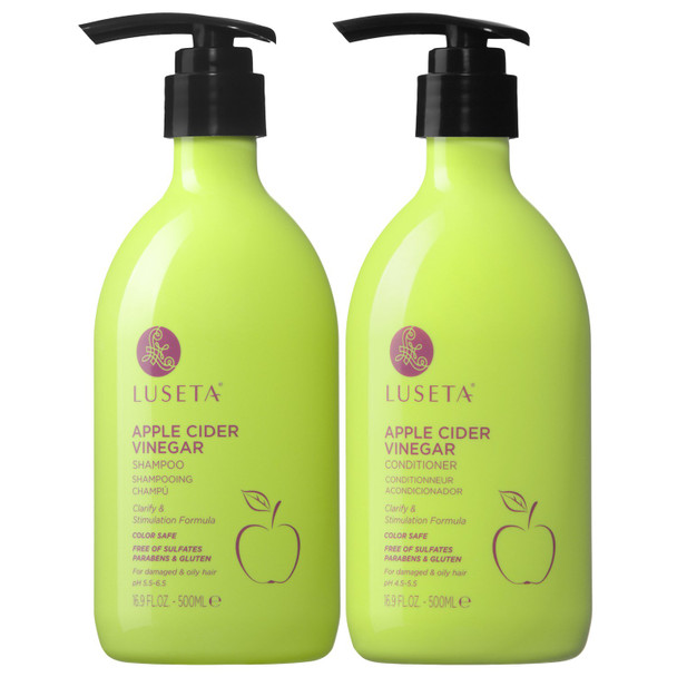 Luseta Apple Cider Vinegar Shampoo and Conditioner for Hair LossClarifying Dandruff  Sulfate Free for Damaged and Oily Hair Types Men and Women  2 x 16.9oz