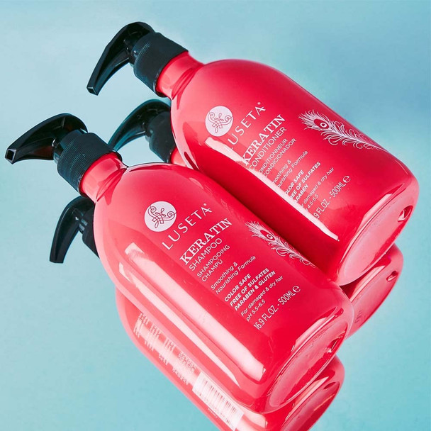 Luseta Keratin Shampoo and Conditioner Set Moisturizing Treatment for Dry Hair Smooth  Repair Damaged Hair for Women Sulfate  16.9 oz