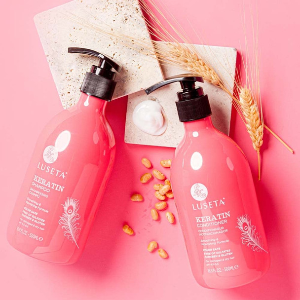 Luseta Keratin Shampoo and Conditioner Set Moisturizing Treatment for Dry Hair Smooth  Repair Damaged Hair for Women Sulfate  16.9 oz