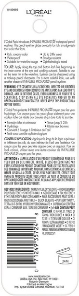 L'Oreal Paris Cosmetics Infallible Pro-Last Waterproof Pencil Eyeliner, Black, 0.042 Ounce,1 Count