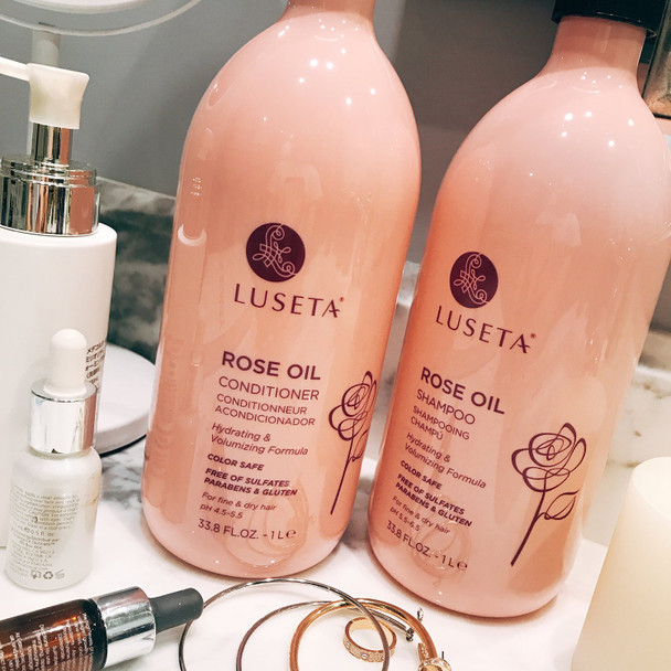 Luseta Rose Oil Shampoo and Conditioner Set for Fine and Dry Hair 2x33.8oz