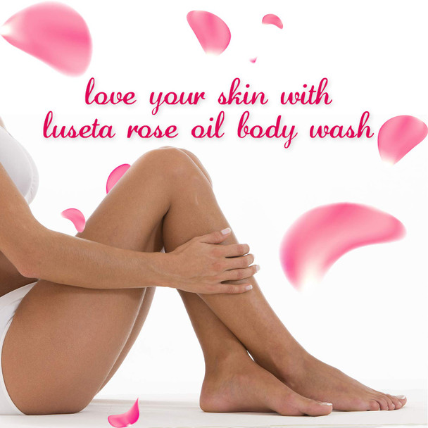 Luseta Rose Oil Body Wash for Dry Skin Women 16.9oz Women Body Wash Smell Good Hydrating Shower Gel for Nourishing Essential Body Care Sulfate  Paraben Free Itch Ringworm Yeast Infections Skin Irritations Shower Gel for Women/Men