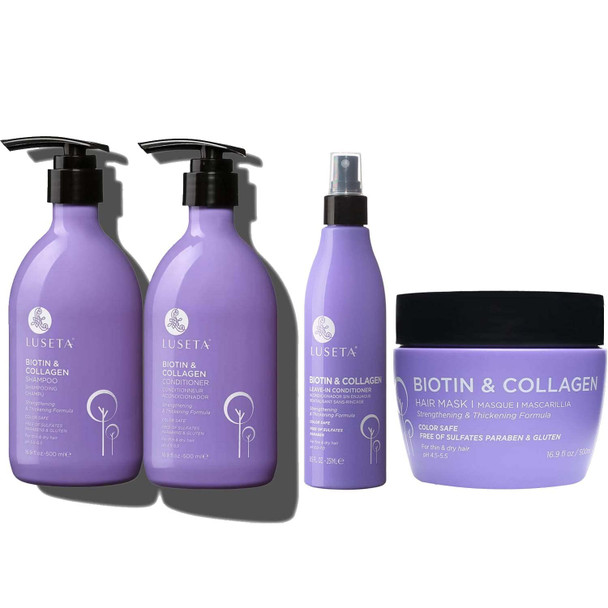 Luseta Biotin Shampoo  Conditioner Set 16.9 oz each Biotin Leave in Conditioner 8.5 oz and Biotin Hair Mask16.9 oz Bundle