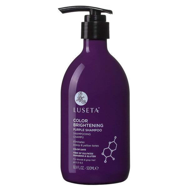 Luseta Color Brightening Purple Shampoo for Blonde and Gray Hair Infused with Cocos Nucifera Oil to Help Nourish Moisturize and Condition hair Sulfate Free Paraben Free 16.9oz