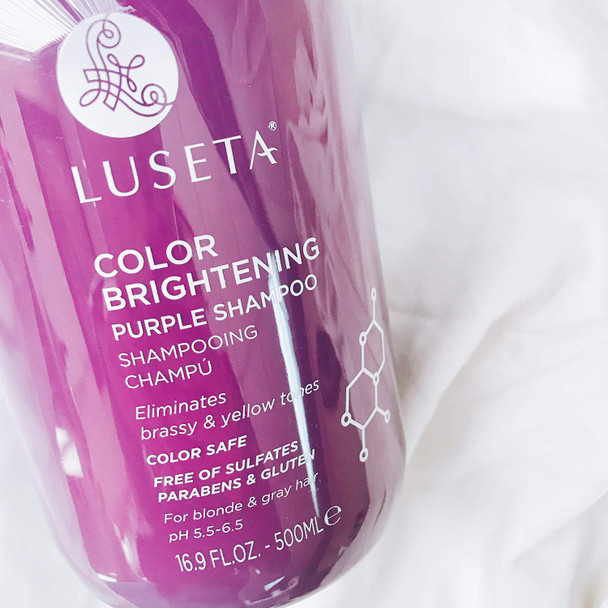 Luseta Color Brightening Purple Shampoo for Blonde and Gray Hair Infused with Cocos Nucifera Oil to Help Nourish Moisturize and Condition hair Sulfate Free Paraben Free 16.9oz