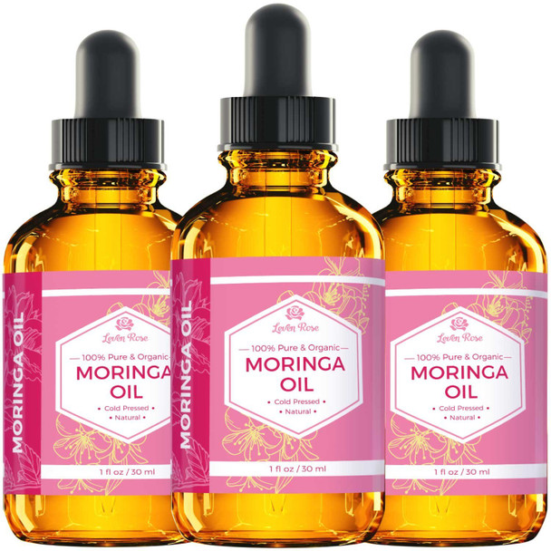 Leven Rose Moringa Oil Pure Organic Cold Pressed All Natural for Face Skin  Hair 1 oz
