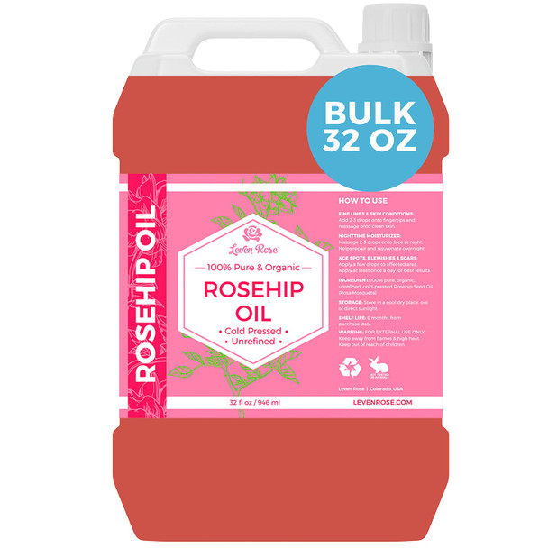 Leven Rose Rosehip Oil Bulk Wholesale 32 oz 100 Natural Organic Rosehip Seed Oil Bulk