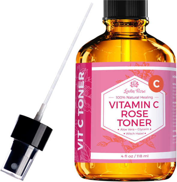 Vitamin C Rose Toner by Leven Rose 100 Pure Organic Toner for Face with Vitamin C 4 oz