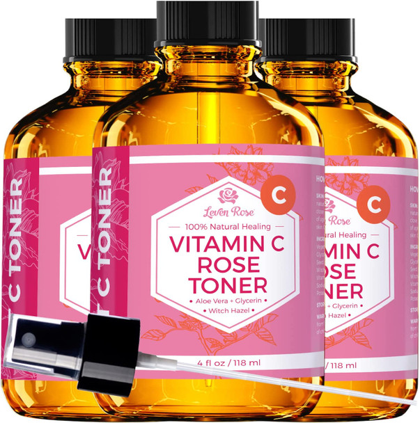 Vitamin C Rose Toner by Leven Rose 100 Pure Organic Toner for Face with Vitamin C 4 oz