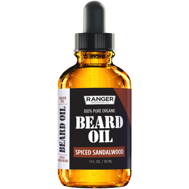 Leven Rose Spiced Sandalwood Beard Oil  Leave In Conditioner by Ranger Grooming Co 100 Pure Natural Organic for Groomed Beards Mustaches and Moisturized Skin 1 oz