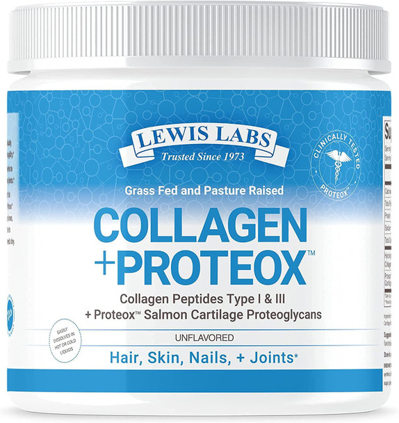 Collagen Peptides Powder Supplement  Hair Nail Skin Joint Support for Women  Men 6 Ounce Hydrolyzed Protein Grass Fed Pasture Raised Types 1  3 Unflavored  Proteox for Maximum Absorption