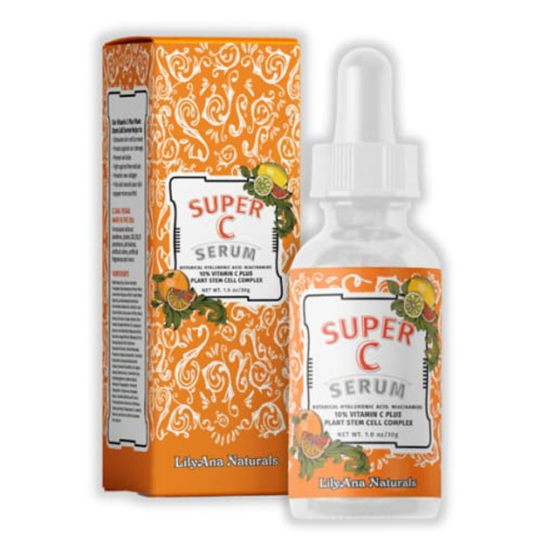 LilyAna Naturals Super C Serum  Face Serum  AntiAging Vitamin C Serum for Face with Hyaluronic Acid Niacinamide and Plant Stem Cell Complex  1oz