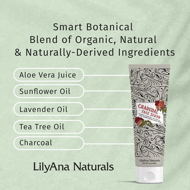 LilyAna Naturals Charcoal Face Scrub 3 Oz and Vitamin C Serum 1 Oz Bundle  AntiAging Facial Exfoliator and Face Serum with Hyaluronic Acid and Vitamin E Anti Aging Serum for Women and Men