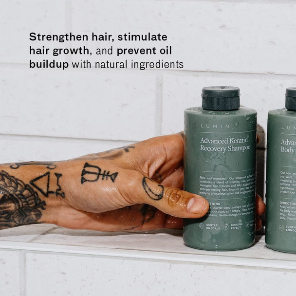 Lumin  Scalp Recovery Set for Men  Recovery Shampoo Keratin Conditioner Scalp Treatment  Boost Growth Repair and Improve Hair Health  Contains Tea Tree and Keratin