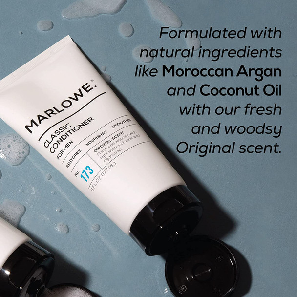 MARLOWE. Classic Mens Shampoo and Conditioner Set Clarifies Invigorates and Refreshes Hair with Moisturizing Argan Oil  Coconut Oil All Hair Types