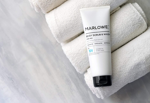 MARLOWE. No. 104 Mens 2in1 Body Wash  Scrub 8 Oz  Exfoliating Body Cleanser Fights Dryness  Made with Natural Ingredients  Willow Bark Extract