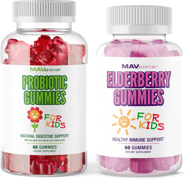 MAV Nutrition Probiotic Gummies Kids  Elderberry Gummies Kids Bundle