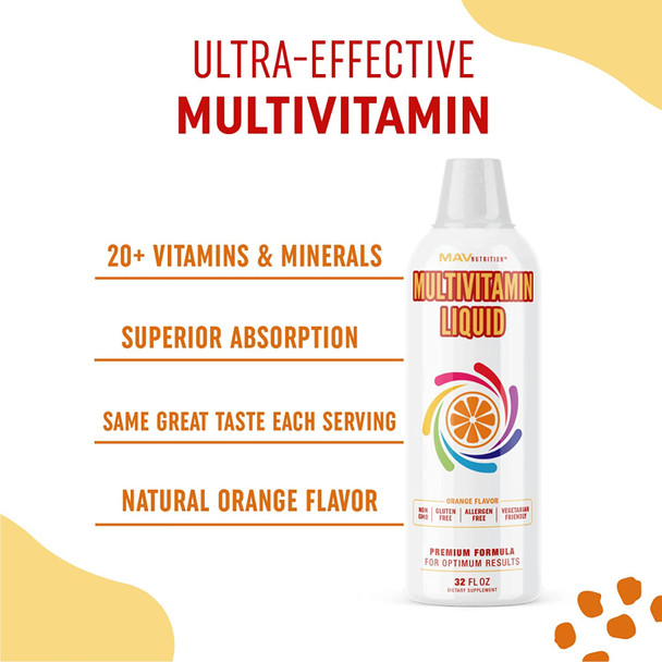 Liquid Multivitamin  with Vitamin B6  Vitamin B2 for Digestive  Immune Support  Powerful Vitamins  Minerals to Support Natural Detox Cleanse  Strong Hair Skin  Nails  32 FL oz