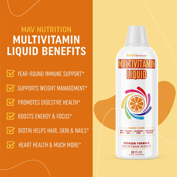 Liquid Multivitamin  with Vitamin B6  Vitamin B2 for Digestive  Immune Support  Powerful Vitamins  Minerals to Support Natural Detox Cleanse  Strong Hair Skin  Nails  32 FL oz