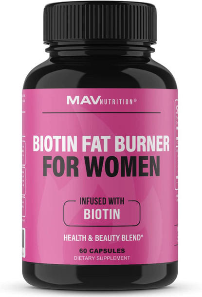 Biotin Fat Burners for Women  Supports Weight Loss  Appetite Suppressant Diet Pills with Apple Cider Vinegar Green Tea Extract  Gluten Free NonGMO Vegetarian Friendly  60 Count