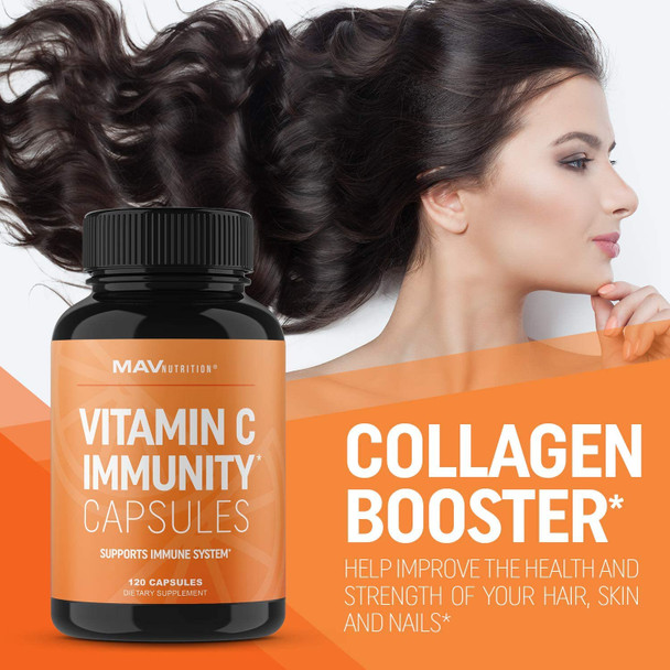 Vitamin C Capsules  for Immune Support  NonGMO Gluten  Vegan  Vegetarian Friendly  Vitamin C as Ascorbic Acid 500mg per Capsule 2000mg per Serving 1 Pack