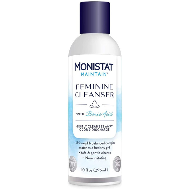 Monistat Maintain Feminine Wash with Boric Acid Fragrance Free 10 Fl Oz