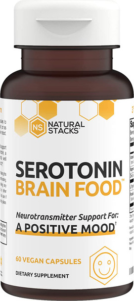 Serotonin W/ L Tryptophan  Rholiola  Mood Support  Serotonin Supplement  Promotes Positive Mood Calmness Increased Energy  Happy Mood  Brain Support Supplement 60Ct