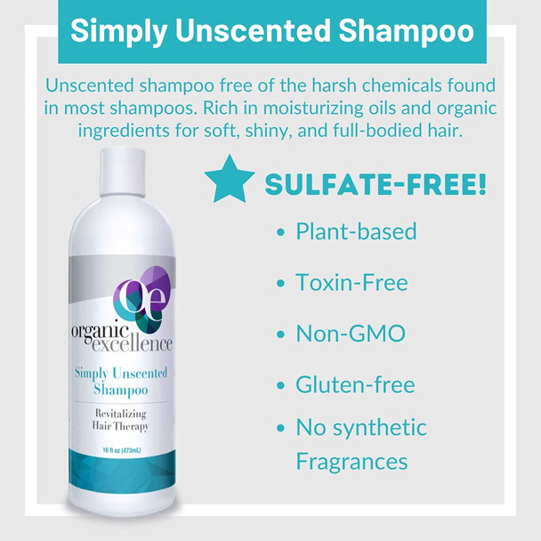 Organic Excellence Sulfate Free Shampoo  Fragrance Gluten Paraben Free Color Safe. Organic Herb Extracts and Oils Natural Care for Dry Normal Oily Hair 16 fl ounces 473 ml