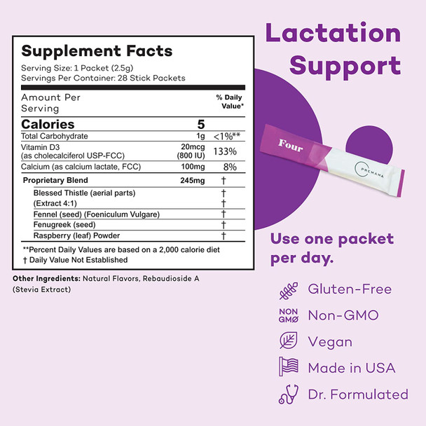 PREMAMA Lactation  Breastfeeding Supplement Postnatal Multivitamin Drink Mix Fenugreek Vitamin D Calcium 28 Servings