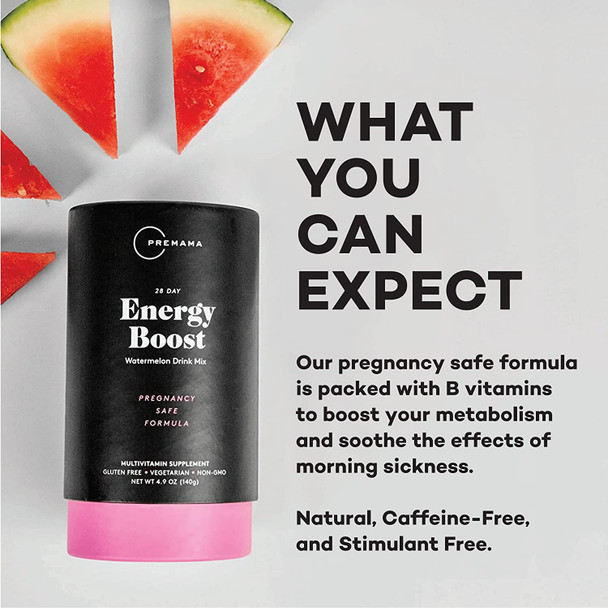 PREMAMA Prenatal Vitamin Energy Boost Drink Mix PregnancySafe Energy Supplement with Omega 3  B Vitamins 28 Servings