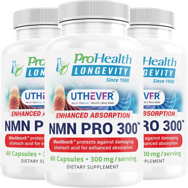 NMN Pro 300 3 Pack Only NMN Clinically Proven to Raise NAD Level by 38  Reverse 12 Years of NAD loss in 60 Days. A BBB Rated Since 1988 Lab Tested 99.5 Pure Shelf Stable 300mg 90 Servings