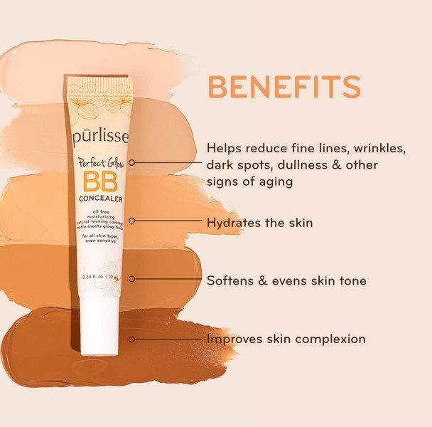 purlisse BB Concealer  BB Cream for All Skin Types  OilFree Moisturizing Smooths Blemishes  .34 Ounce Light