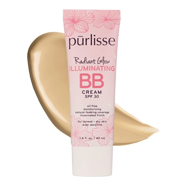 Purlisse Radiant Glow Illuminating BB Cream Spf30 Fair Hydrating and Moisturizing Natural Organic Crueltyfree Sulphate  Paraben Free For All Skin Even Sensitive Skin 1.4 Fl Oz Light Medium