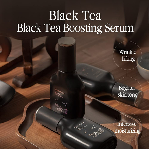 Pyunkang Yul Black Tea Boosting Serum 45ml Korean best antiaging serum for Dark Spots Fine Lines and Wrinkles Skin Brightening Peptides and Niacinamide