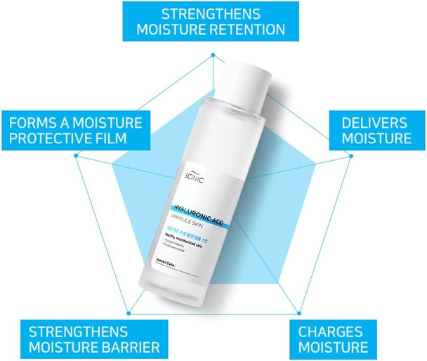 SCINIC Hyaluronic Acid Ampoule Skin Toner 10.1 fl oz 300ml  Face Toner for Dry Skin  Deep Moisture  Strengthens Moisture Barrier  Korean Skincare Product