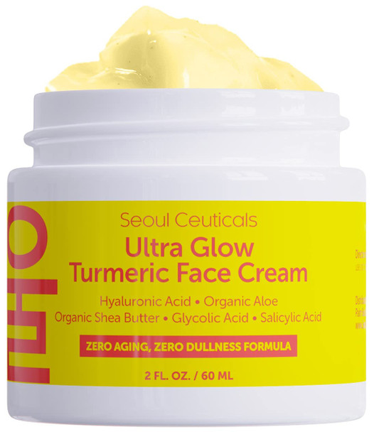 Korean Skin Care Turmeric Cream  Korean Face Moisturizer for Dull Dry Skin Korean Beauty Skincare  Salicylic Acid Cream  Hyaluronic Acid Cream  Glycolic Acid Cream  K Beauty for Glowing Skin 2oz