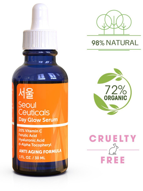 SeoulCeuticals Korean Skin Care Korean Beauty  20 Vitamin C Hyaluronic Acid Serum  CE Ferulic Acid Provides Potent Anti Aging Anti Wrinkle Korean Beauty 1oz