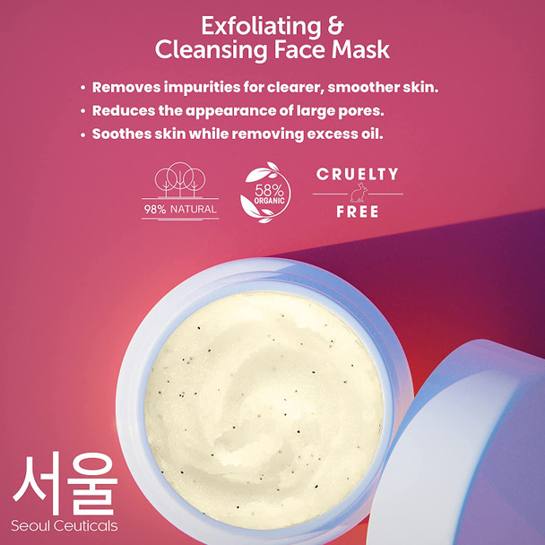 Korean Skin Care Exfoliating Cleansing Face Scrub Mask Cream  Korean Face Mask Skincare Korean Beauty Face Masks Contains Kaolin Clay  Charcoal Extremely Hydrating K Beauty Korean Mask for Smooth Skin 2oz