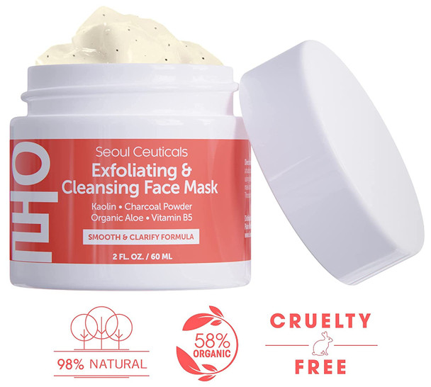 Korean Skin Care Exfoliating Cleansing Face Scrub Mask Cream  Korean Face Mask Skincare Korean Beauty Face Masks Contains Kaolin Clay  Charcoal Extremely Hydrating K Beauty Korean Mask for Smooth Skin 2oz