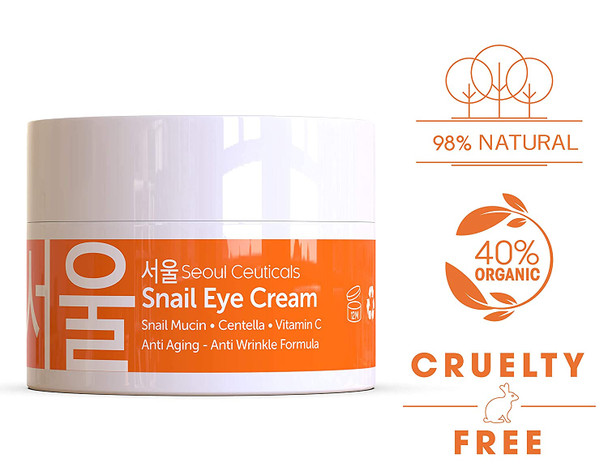 Korean Skin Care Set Contains Potent Vitamin C Serum PLUS Korean Snail Eye Cream with Centella Asiatica  This Extremely Effective Skincare Set Provides You With Glowing Skin  Youthful Eyes