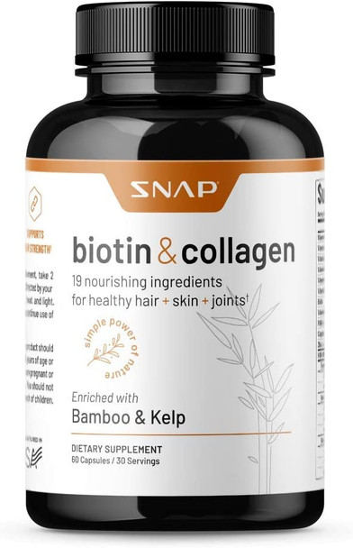 Collagen Biotin Capsules Hair Nails And Skin Vitamins For Women Supplements For Hair Growth  Joint Support Vitamins For Women Collagen And Biotin Keratin Vitamin B7 Bamboo Kelp 60 Capsules