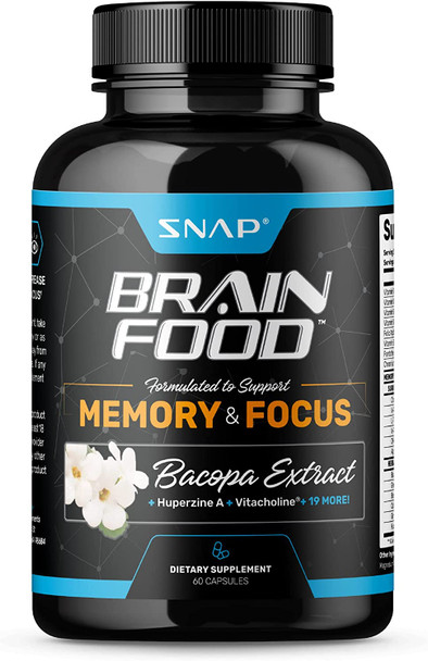 Nootropics Brain Booster Supplement for Memory and Focus  Improve Brain Focus Clarity  Memory Supplements for Seniors  Adults  Energy  Mood Booster  Bacopa Extract Ginkgo Biloba 60 Capsules