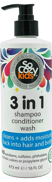 SoCozy 3in1 Shampoo  Conditioner  Body Wash For Kids Hair Cleans and Adds Moisture Back Kiwi 16 Fl Oz