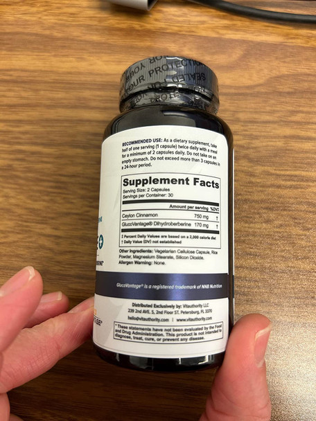 Extra Strength Berberine with Ceylon Cinnamon  Vitauthority High Absorption Dihydroberberine Berberine Supplement for Balance and Support  Vegan Powerful AMPk Metabolic Activator  30 Servings