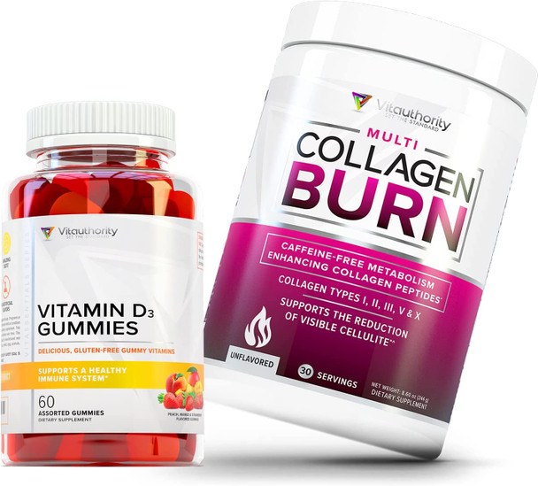 Multi Collagen Burn Unflavored and Vitamin D3 Gummies