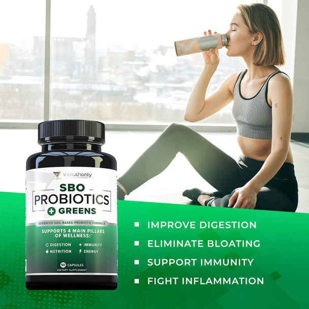 SBO Probiotic  Organic Greens Superfood Blend Vegan Probiotics 50 Billion CFUs Per Serving  Organic Spirulina Kale Broccoli Spinach for Improved Digestion and Immunity ShelfStable Supplement