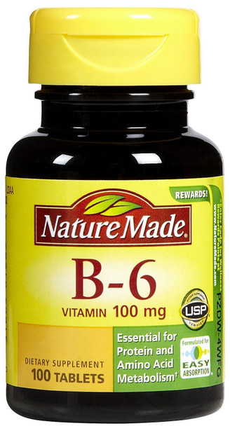 Nature Made Vitamin B6 100 mg Tabs, 100 ct