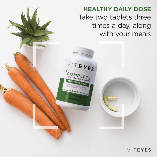 Viteyes Complete Eye  Total Body Health Multivitamin Nutritional Supplement 180 Capsules White